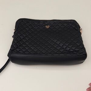 Black Quilted Clutch Pouch Bag Gold Hardware
